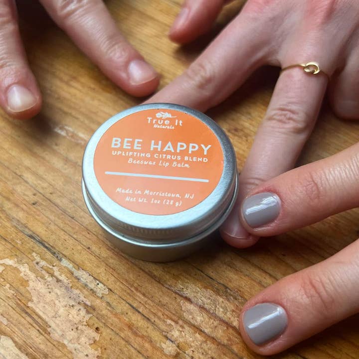 True It Naturals - Wholesale Lip Balm - Citrus Lip Balm - BEE HAPPY | Beeswax Balm Tin3