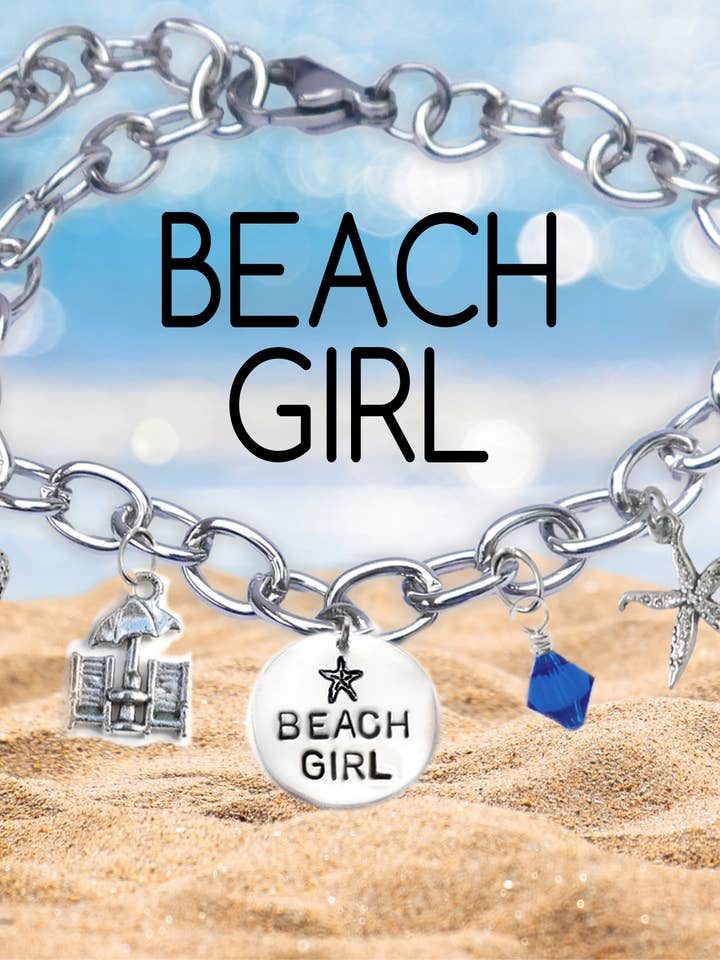 Bangle met bloklettertype voor strandmeisje voor wholesale door The Sassy Apple