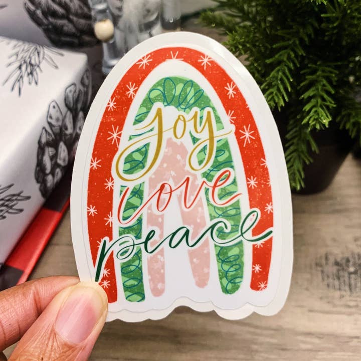 Joy Peace Love - Holiday Sticker for wholesale by EverElling