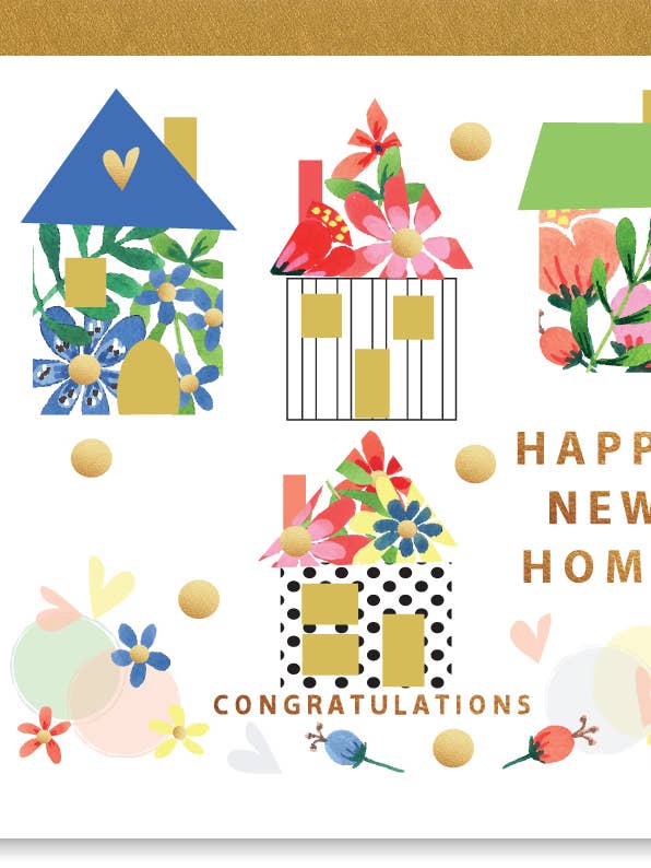 New Home Floral Houses Glitter Wholesale Card for wholesale by SABIVO Design