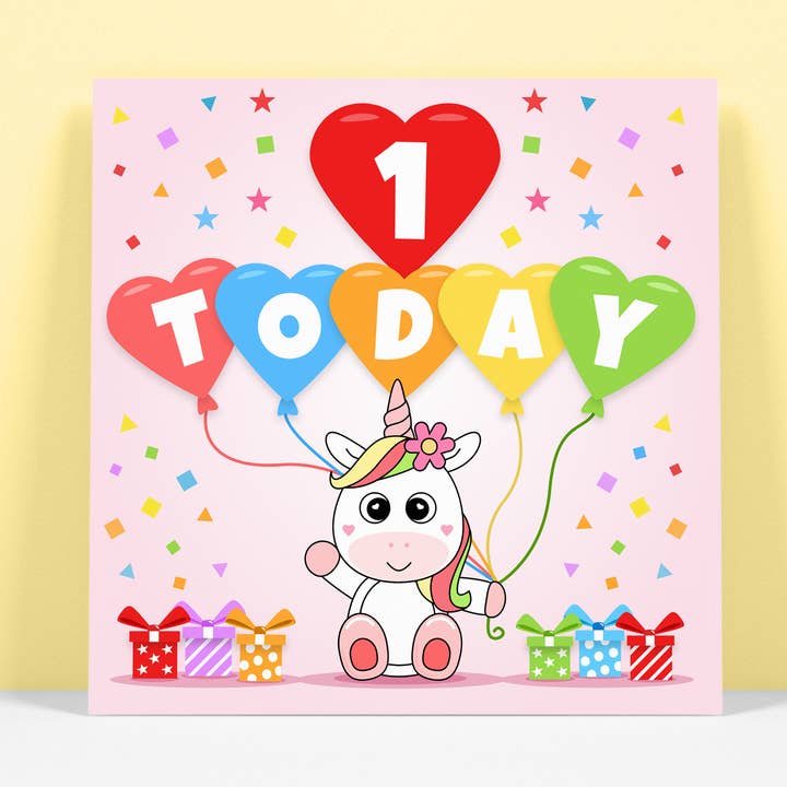 1 I dag - Første Fødselsdag - Baby Unicorn Card for engroshandel hos RoleyOleyMoley