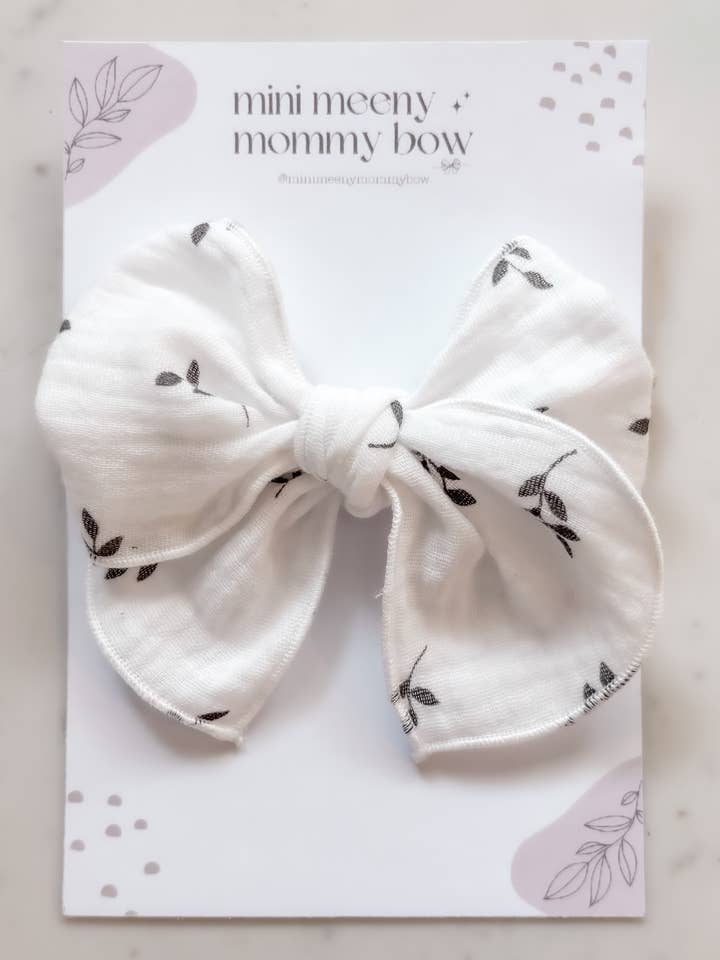 Laço Fable | Estampa de folha por atacado de Mini Meeny Mommy Bow