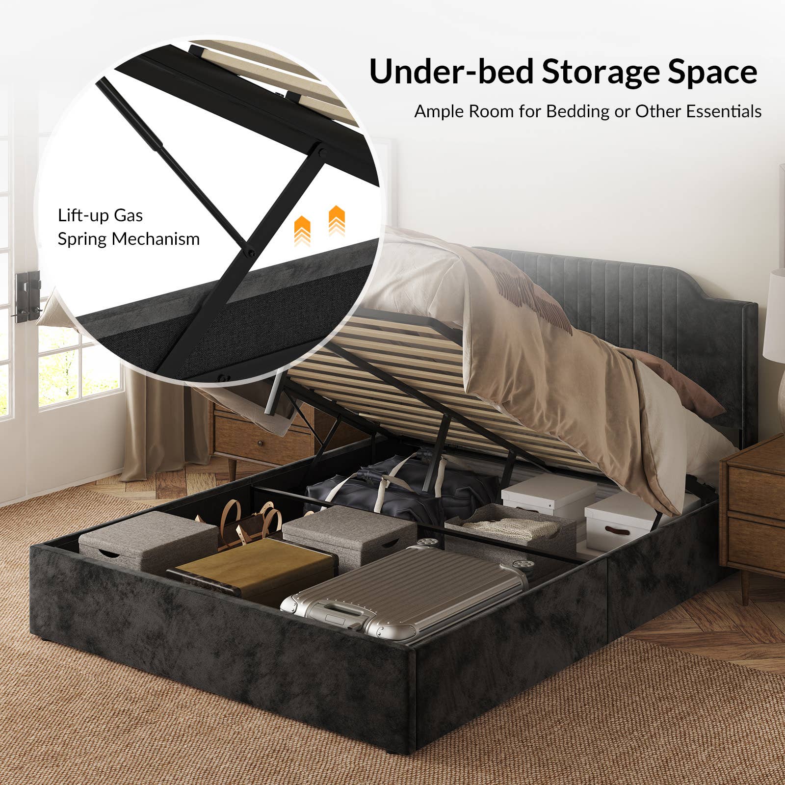 Karat Home - Wholesale Bed - Stuart Hydraulic Lift Up Platform Queen Bed3