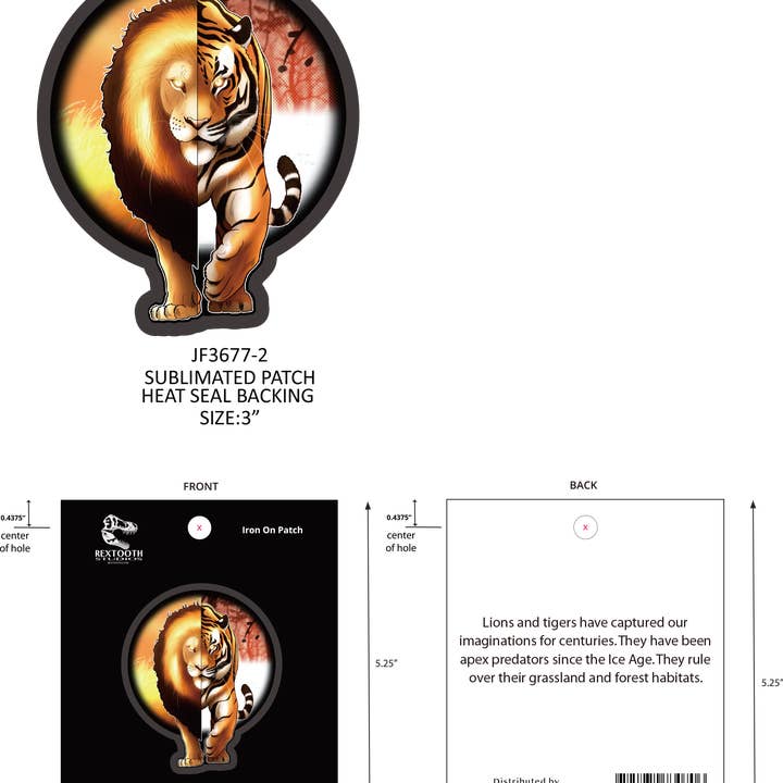Løve/Tiger Patch for engroshandel hos Rextooth Studios