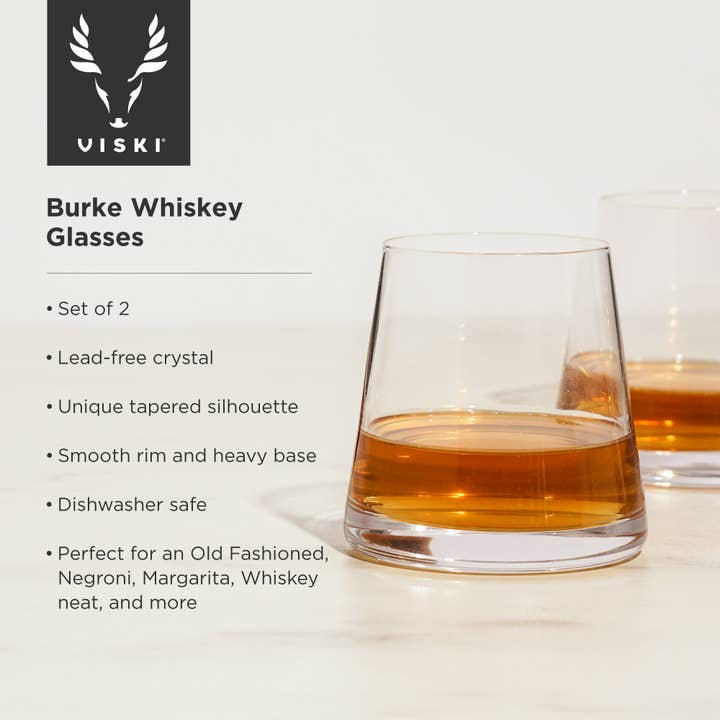 Viski - Wholesale Cocktail/Liquor Glass - Rayeâ„¢ Burke Crystal Whiskey Glasses Set of 25