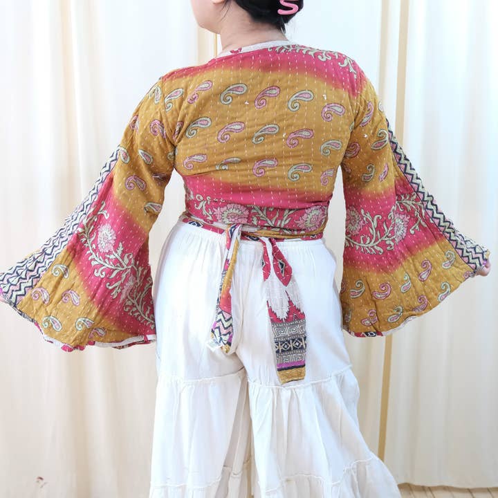 Karma Nepal Crafts – Blusa - Mulher por atacado – Top Envolvente Boho Kantha22
