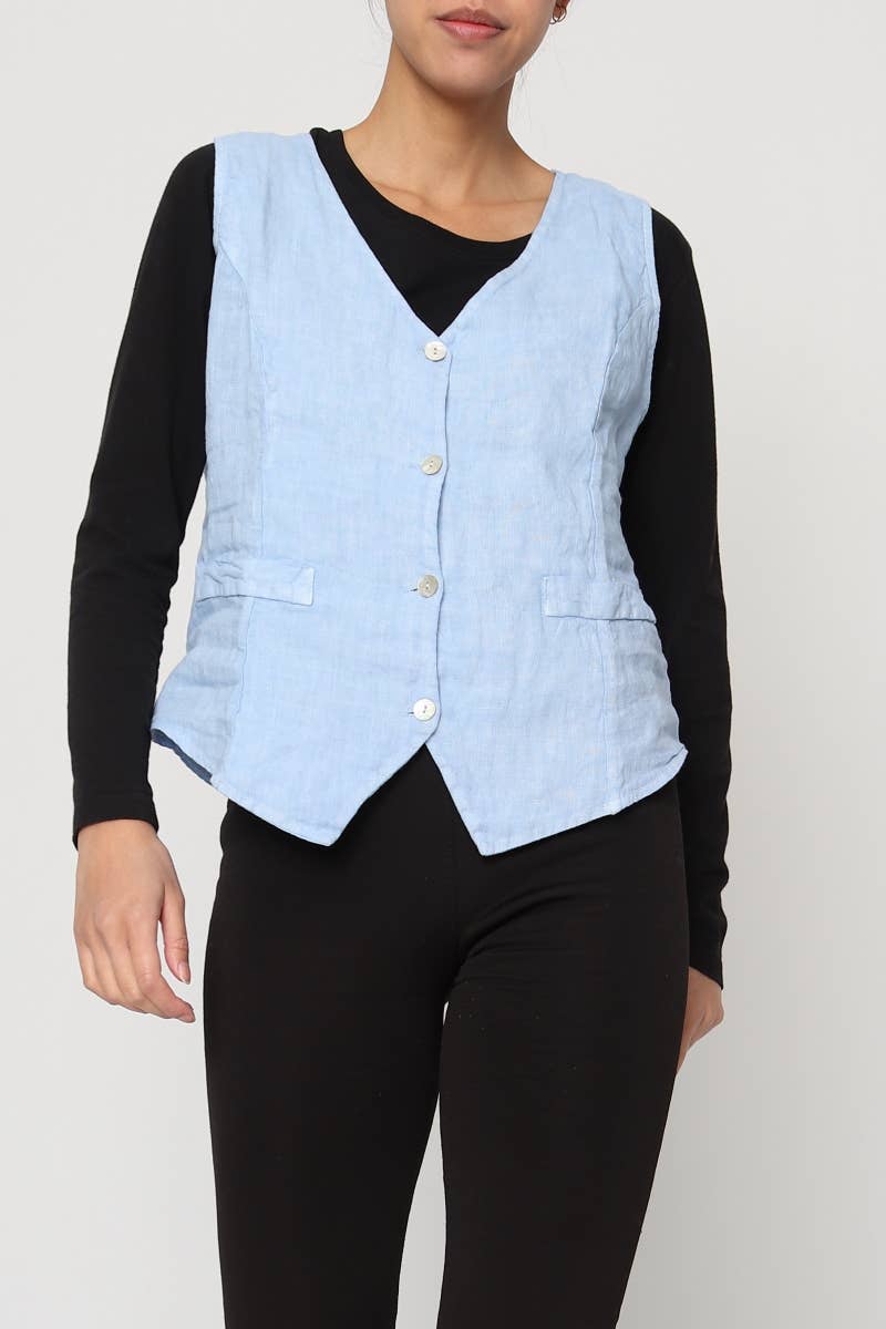 LÉA & LUC - Wholesale Button Down Shirt - Women's - Sleeveless shirt in 100% Linen REF. 514631