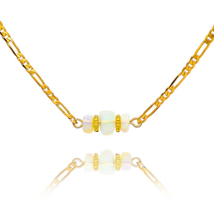 Fire Opal Trio Necklace for wholesale by LA MENO