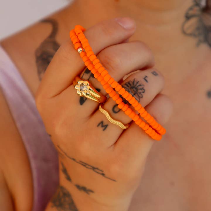 Sundrenchd - Wholesale Beaded Bracelet - Hannie Bannanie Matte Orange Boho Friendship Bracelet