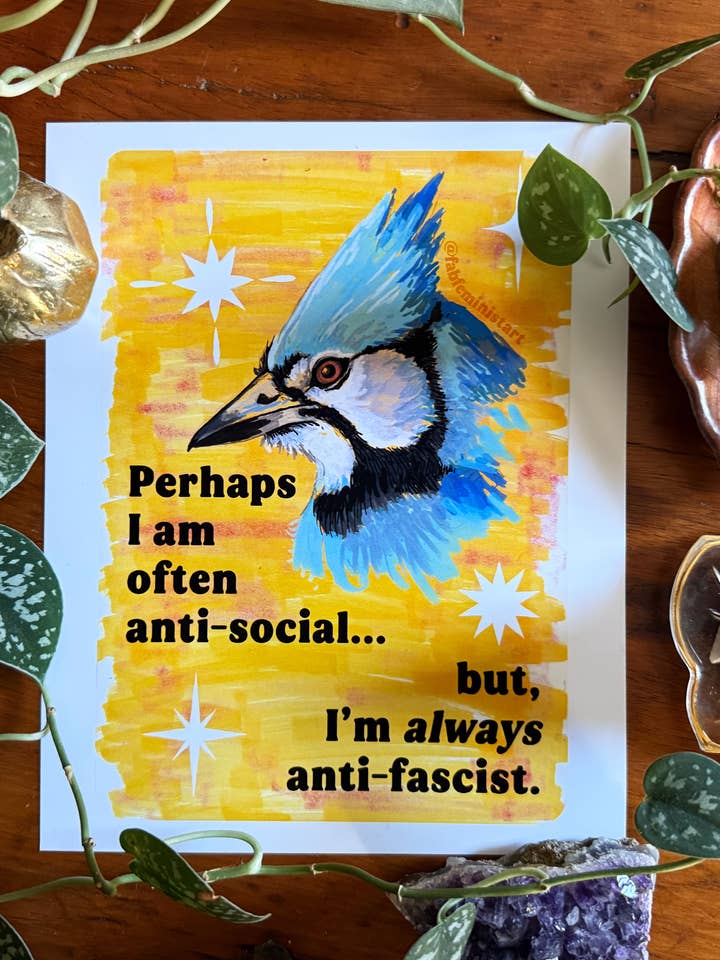 Quizás a menudo antisocial, pero siempre antifascista: impresión artística para venta al por mayor de Fabulously Feminist