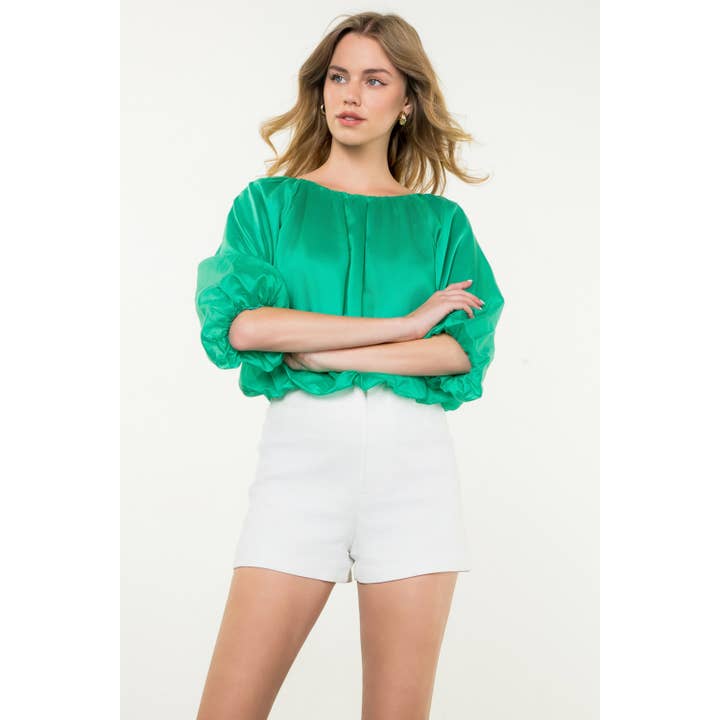 Puff Sleeve Elastic Neck Blouse for wholesale by THML