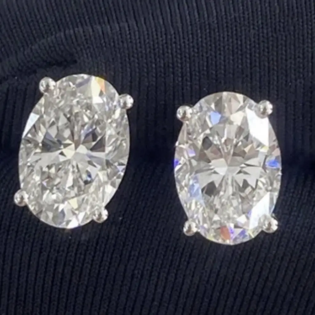 Lifetime Jewelers - Wholesale Stud/Post Earrings - 4 Ct Oval Lab Grown Diamond Stud Earrings 14k White Gold  2