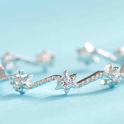 Studded Star Ring - Silver plated for wholesale by Gemscape UK