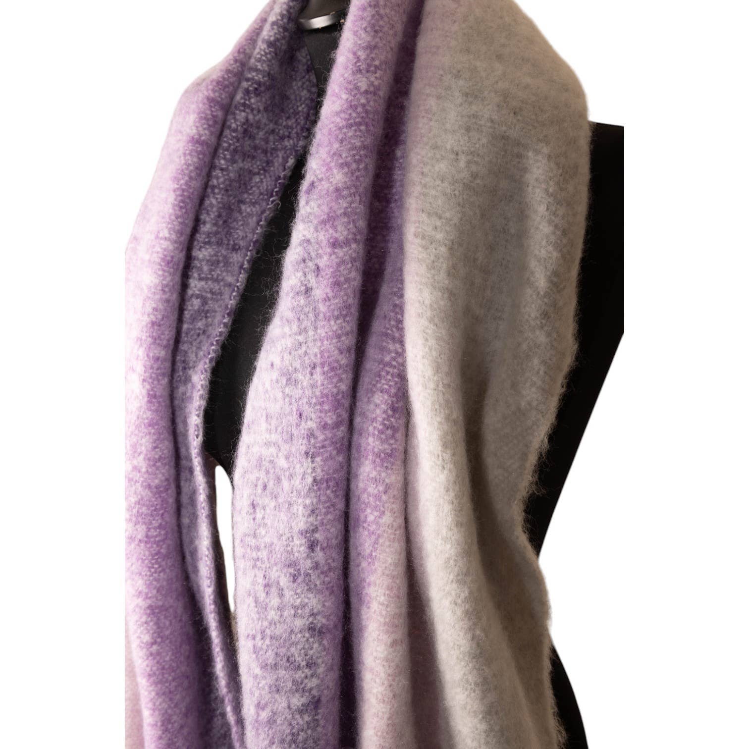 Jess & Lou - Wholesale Scarf - Women's - Grey, Pink & Purple Striped Chunky Winter Scarf SW7611
