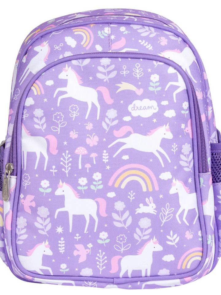 Kids insulated front compartment backpack: Unicorn dreams for wholesale by A Little Lovely Company