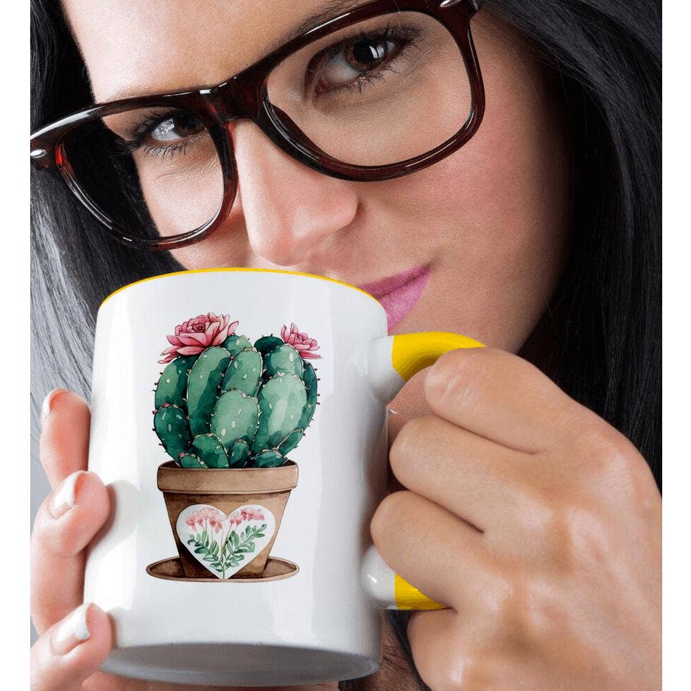 3dRose - Wholesale Coffee Mug - 3dRose, Pretty Pottted Pink Flowering Cactus Illustration, Mug1