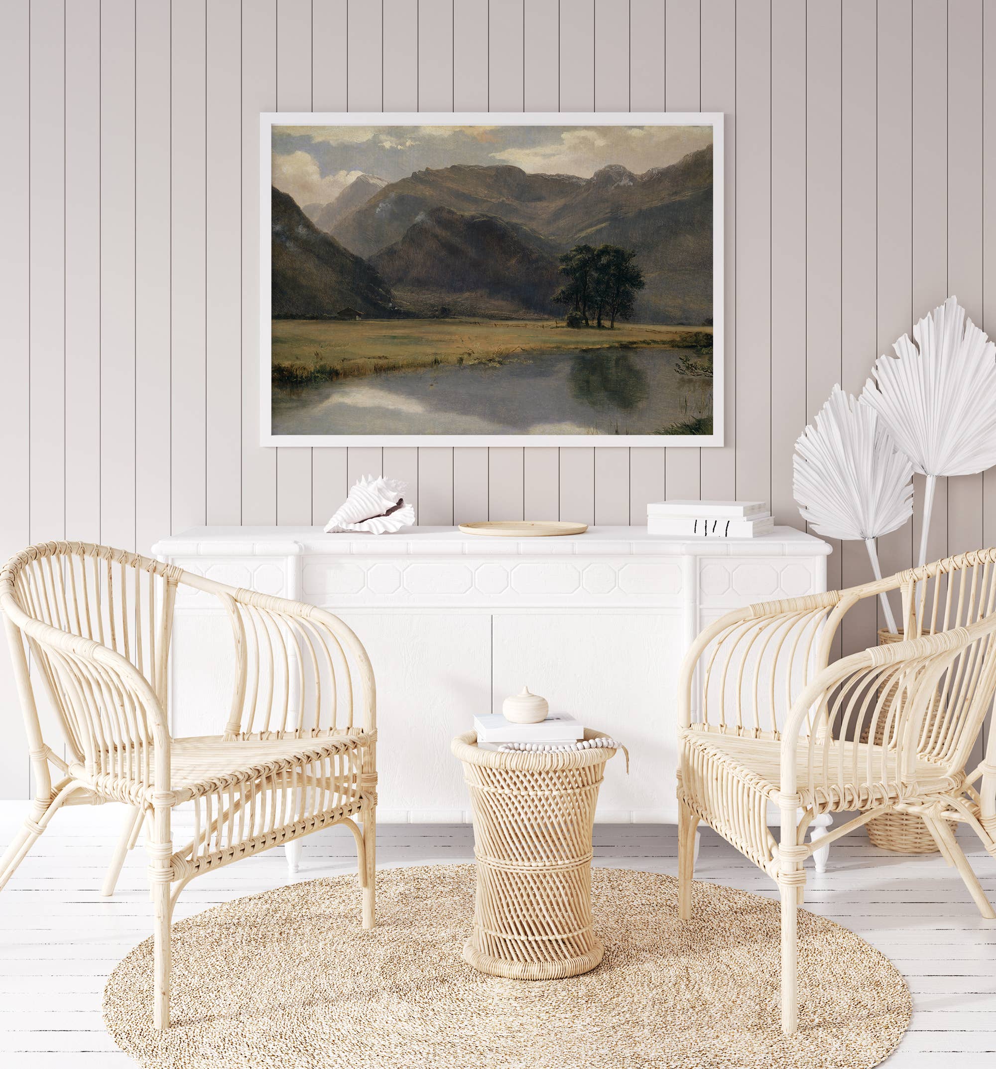 Sugar & Canvas – wholesale Art print – Vintage European Autumn Mountain Lake Landscape Print VP1086