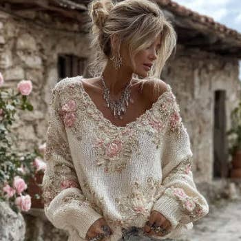 Dames HerfstWinter Loungewear V-Hals Trui voor wholesale door Maiden-Art MindfulChic Fashion