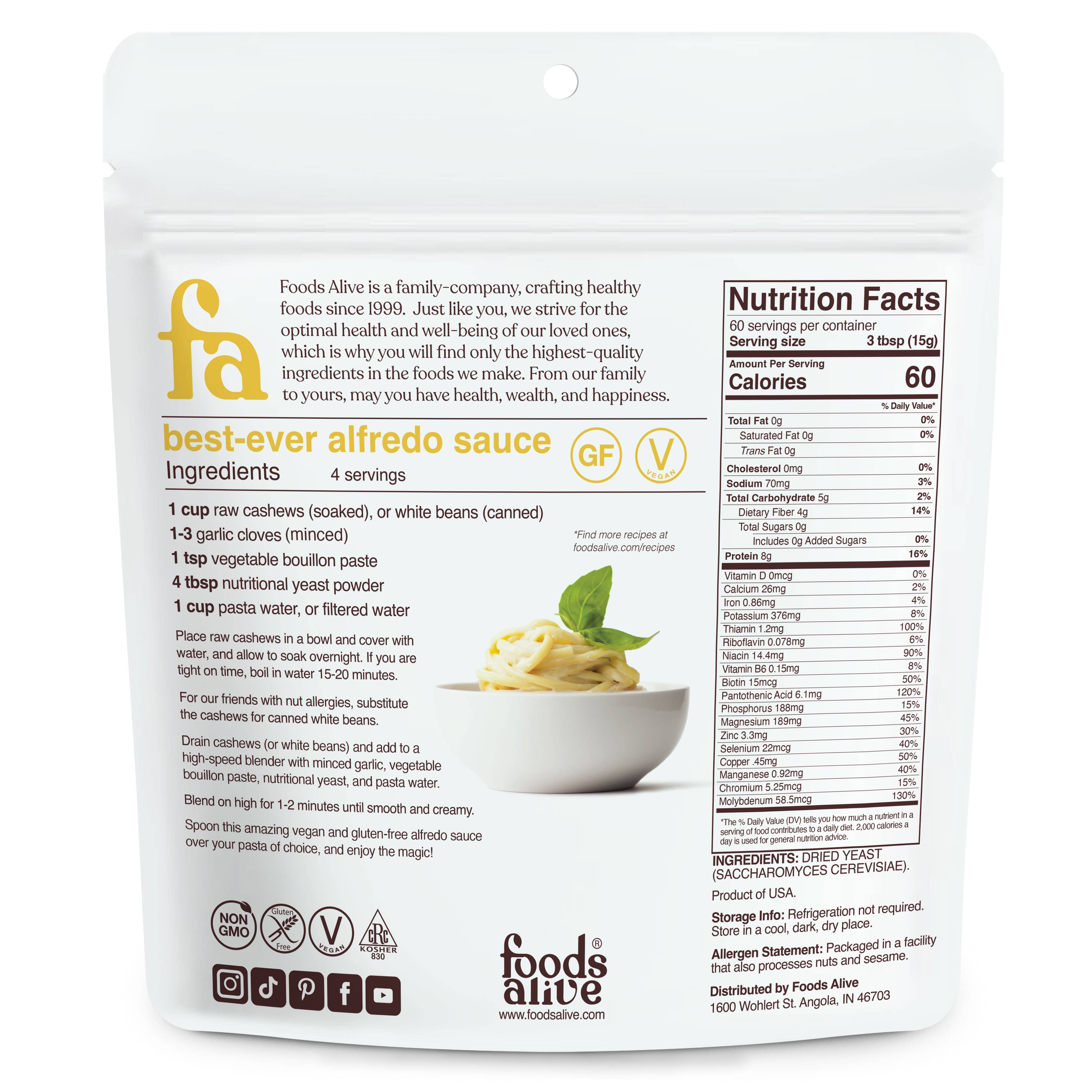 Foods Alive – Großhandel Protein-/Superfood-Pulver – Nährhefe 2 lbs - nicht angereichert, gentechnikfrei, vegan1