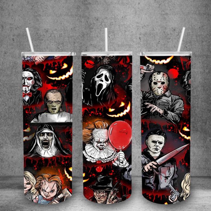 Spooky Horror Tumbler for wholesale by Wicked Flower Creations