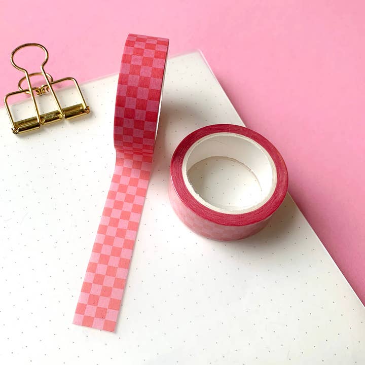Nastro Washi a quadri rosa per la vendita all'ingrosso da parte di Maison Chanamon