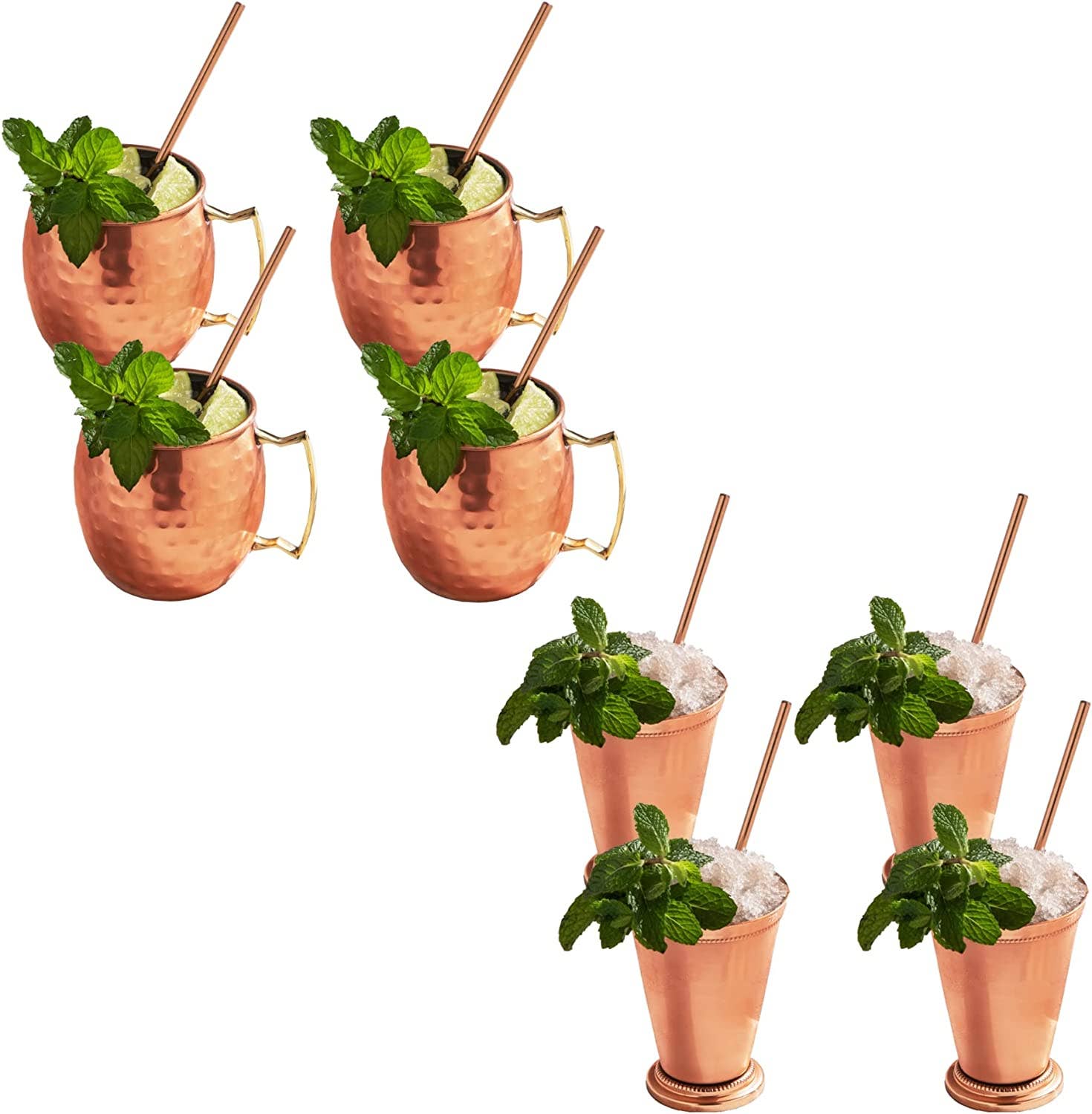 Sol Living - Wholesale Drinking Glass/Cup - Mint Julep Cups and Moscow Mule Bundle Gift Set - 16 pc Set
