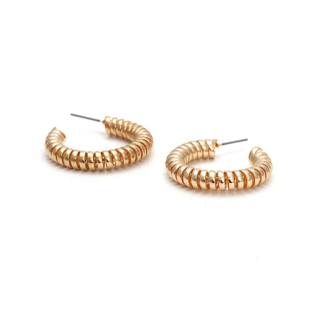 Gold Spiral Alloy Hoop Earrings E5331 for wholesale on Faire3