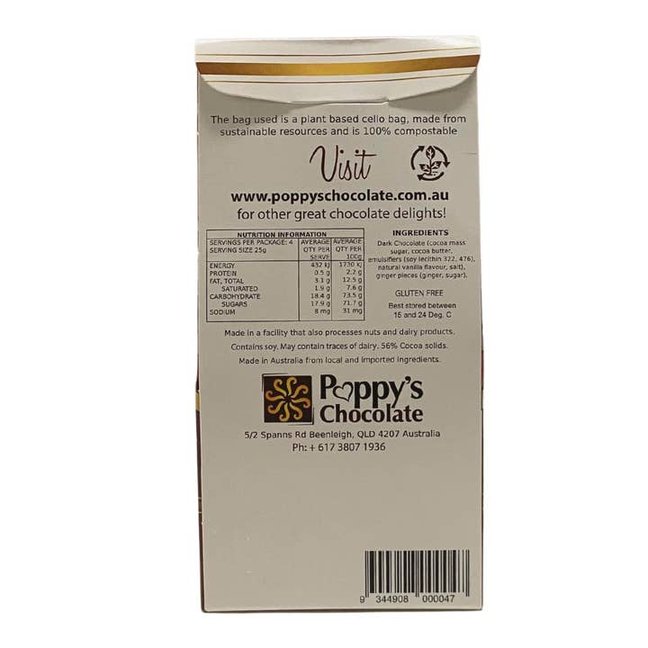 Poppy's Chocolate - Wholesale Chocolate-covered sweets - Dark Chocolate Coated Ginger 100g3