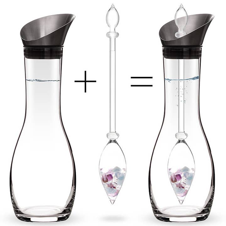 VitaJuwel USA - Wholesale Carafe - Era Crystal Water Carafe | FLOWER OF LIFE (Amethyst, Aquam.)