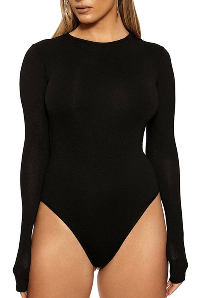 UNISHE – wholesale Bodysuit - Dam – Plain Crew Neck Långärmad Bodysuit ZJ0154