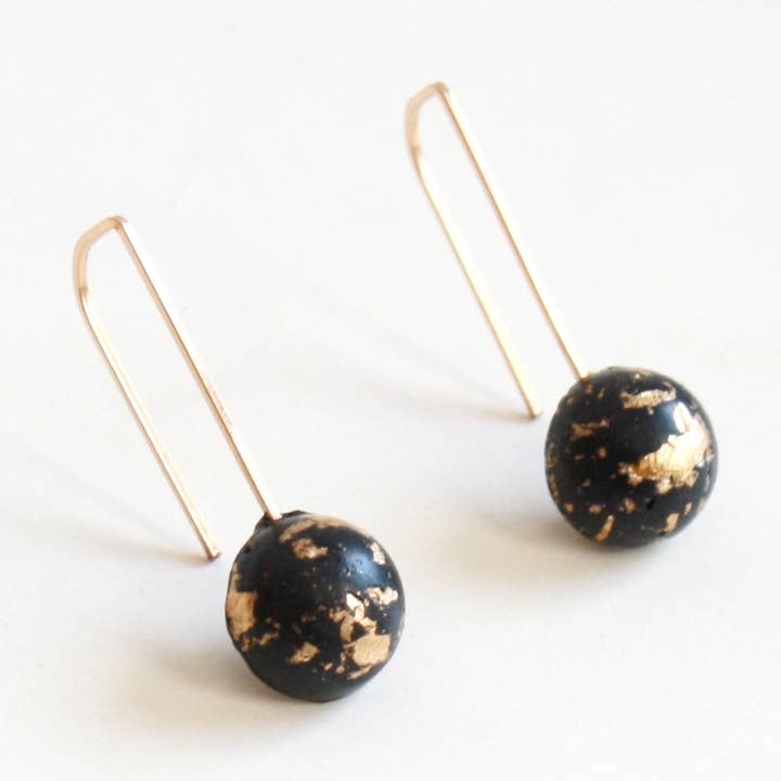 Small Dome Earrings with Gold Flakes for wholesale by Hooks and Luxe