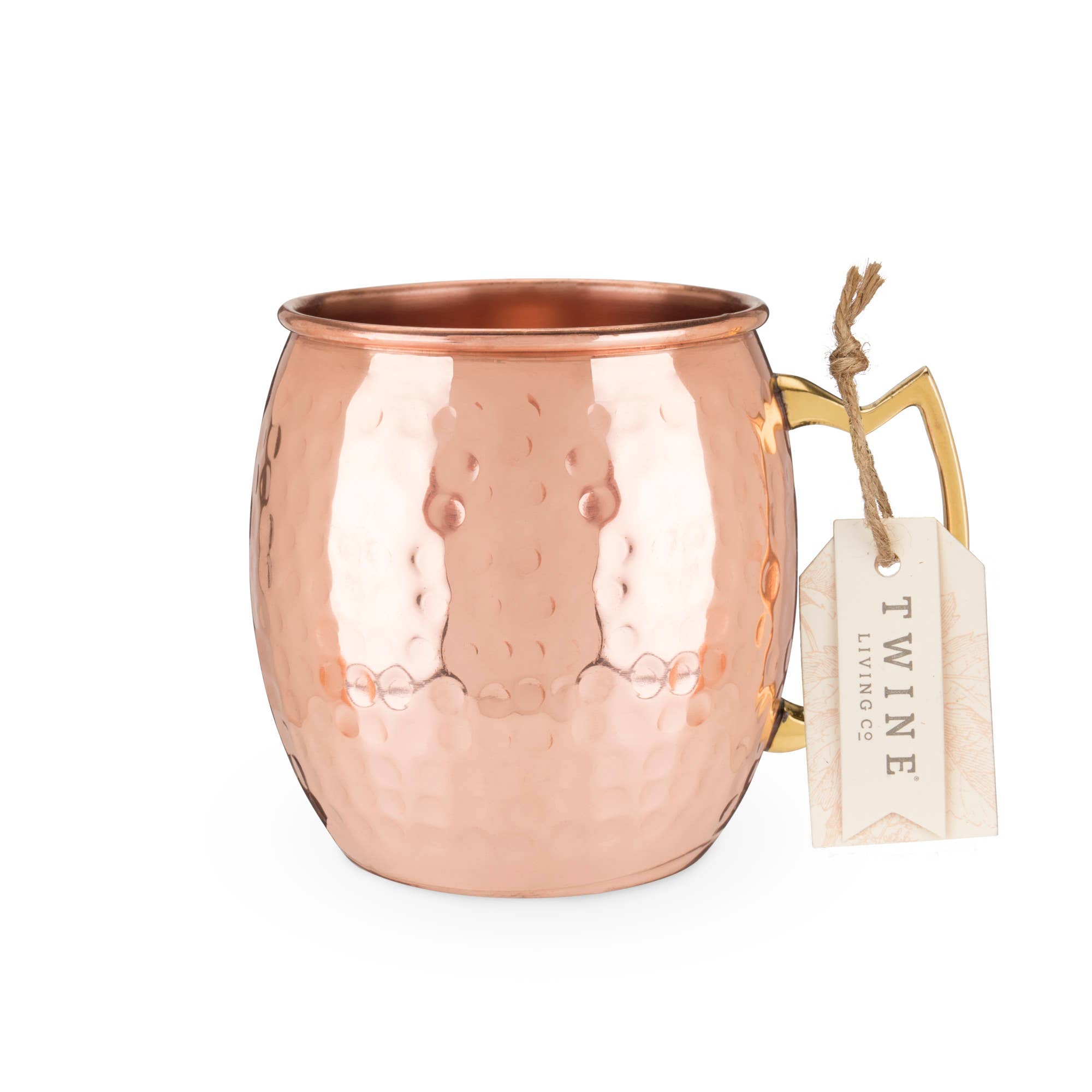 Twine - Wholesale Cocktail/Liquor Glass - Hammered Copper Plated Moscow Mule Mug with Brass Handle1