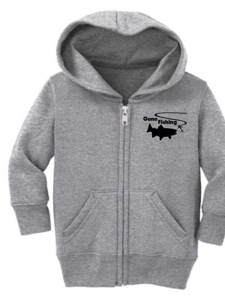 Outdoorable Apparel - Vente Sweat à capuche – enfant - Sweat à capuche personnalisé Old Saybrook Zipup Gone Fishing