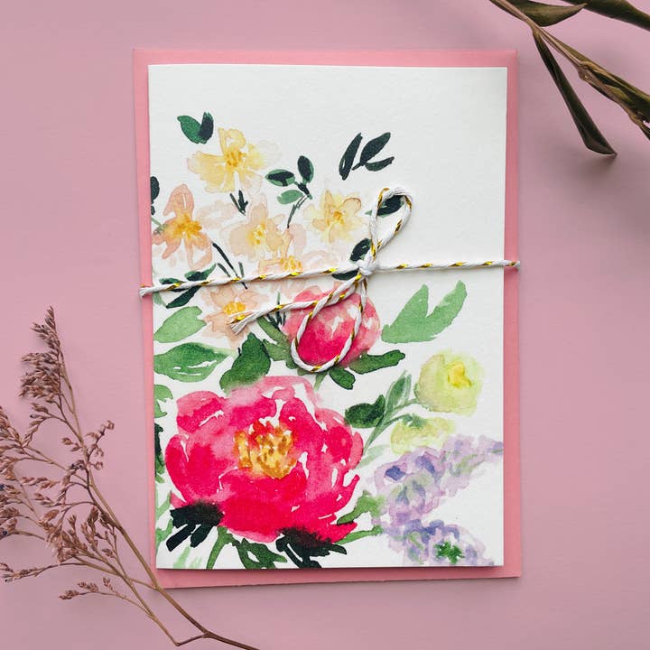 Greeting card/Greeting card flowers/Handpainted motif/EcoPrint for wholesale by Elena Klein