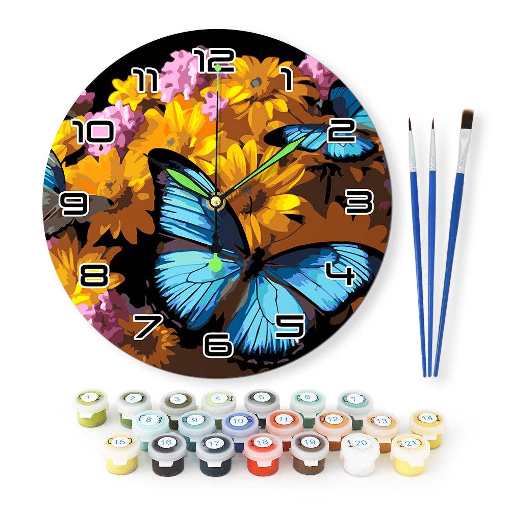 Paint Your Numbers - Wholesale DIY Craft Kit - Paint the Moment – Butterfly Bloom Clock Kit17
