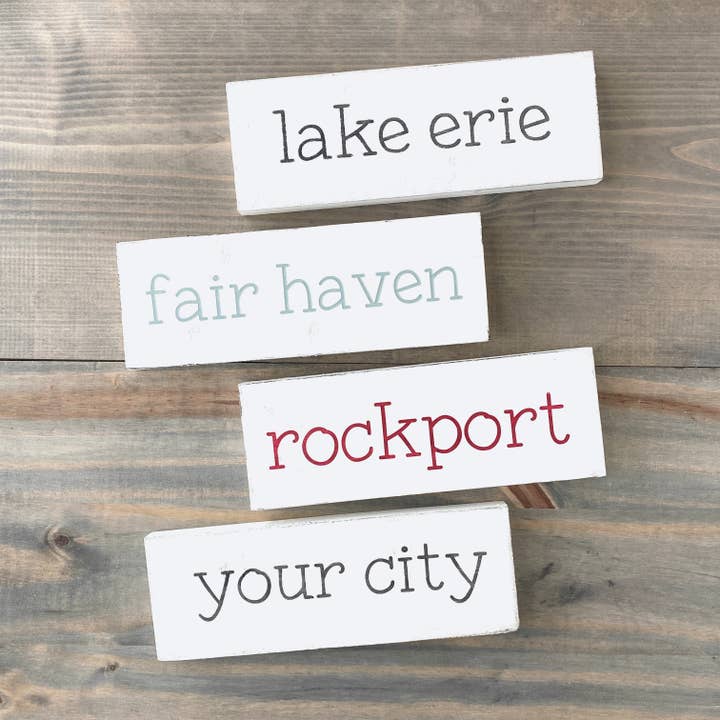 Small Location Word Sign, custom decor, town name drop for wholesale by Anchored Soul Designs