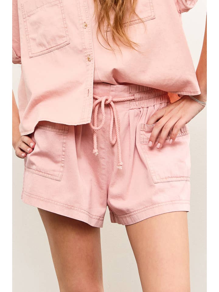Mustard Seed - Wholesale Shorts - Women's - ELASTIC BANDED TIE FRONT POCKET SHORTS