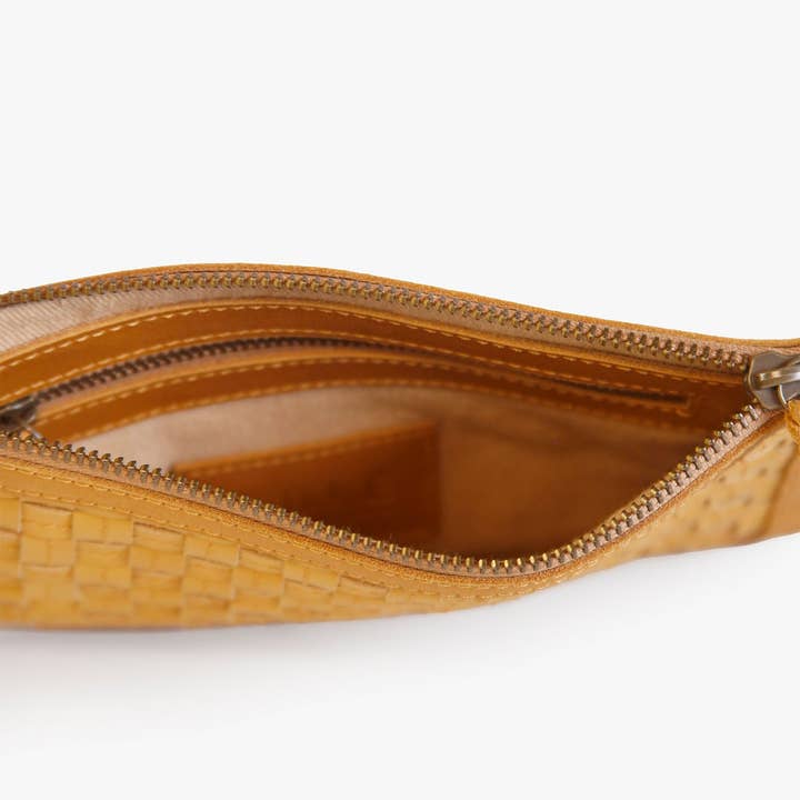 Cognac Nesmia Basketweave Clutch for wholesale on Faire