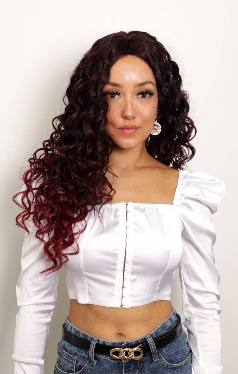 Femme Luxe – wholesale Hair extensions – Red Curly Ombre Lace Front Wig - Rihanna2