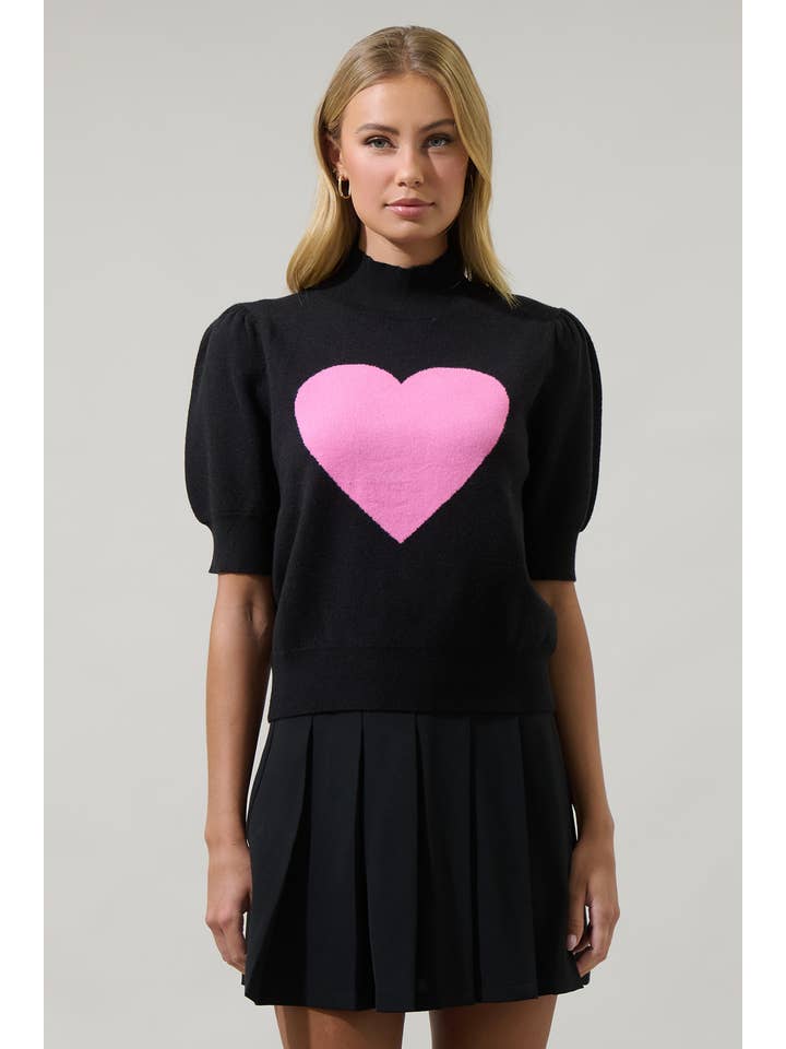 Sugarlips - Wholesale Knit Sweater - Women's - Russel Heart Puff Sleeve Sweater6