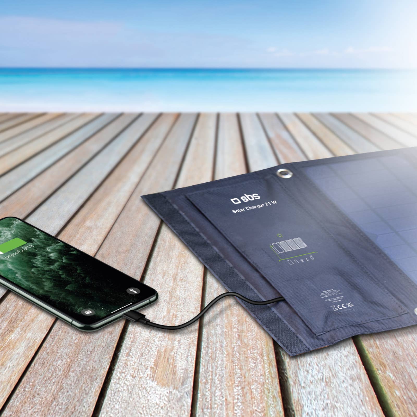 SBS – wholesale Bärbar laddare – Bärbar solcells-laddare på 21 watt för utomhusbruk2