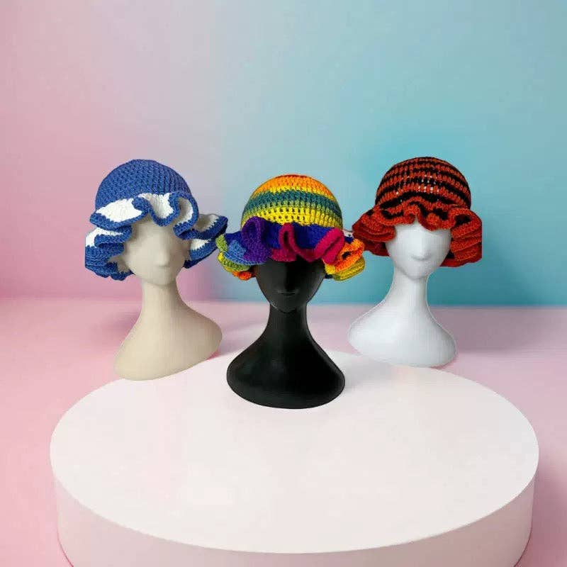 MB Fashion Wholesale - Vente Bob – femme - Chaque mode (PACK MIXTE 6 PIÈCES) Chapeau à bord volanté en crochet fait main8