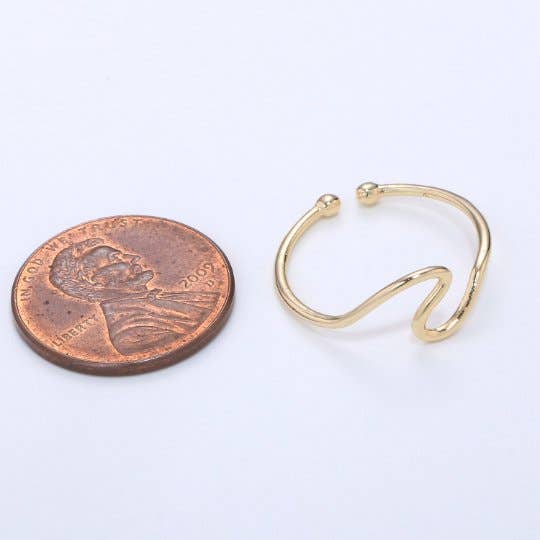 Aim Eternal - Wholesale Band/Stacked Ring - Minimalist Ring Gold Open Ring Wave Curvy Ring, Thin Ring Gold Ring Dainty Stackable Ring Adjustable Ring.R-0847