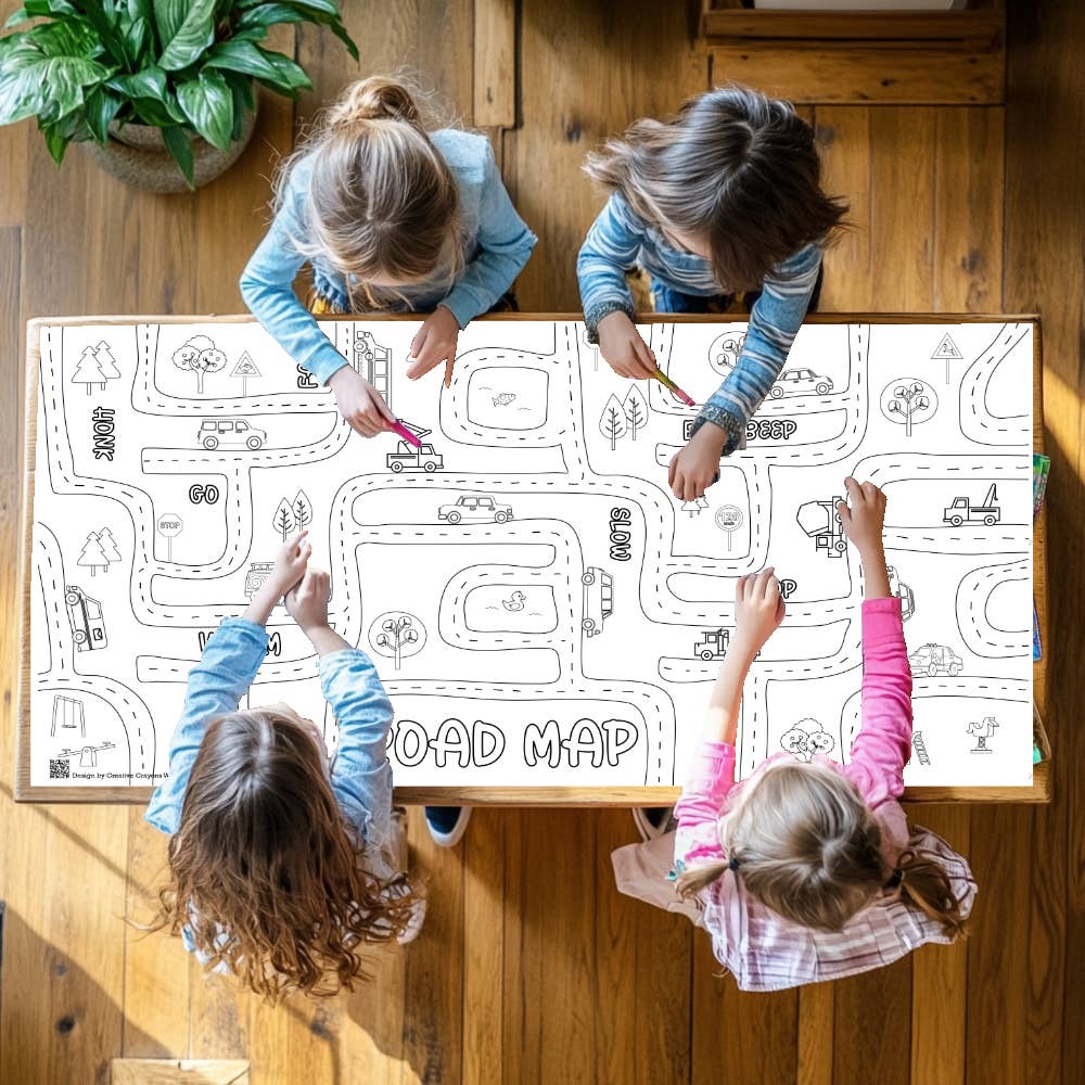 Creative Crayons Workshop - Wholesale Coloring Mat - Kids & Baby - Cars & Trucks Road Map Mat | Giant Coloring Play Activity1