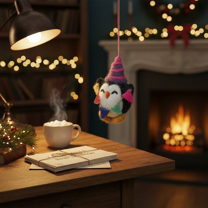 Felt So Good - Wholesale Ornament - Handmade Felt Party Penguin Hanging Dog Decoration4