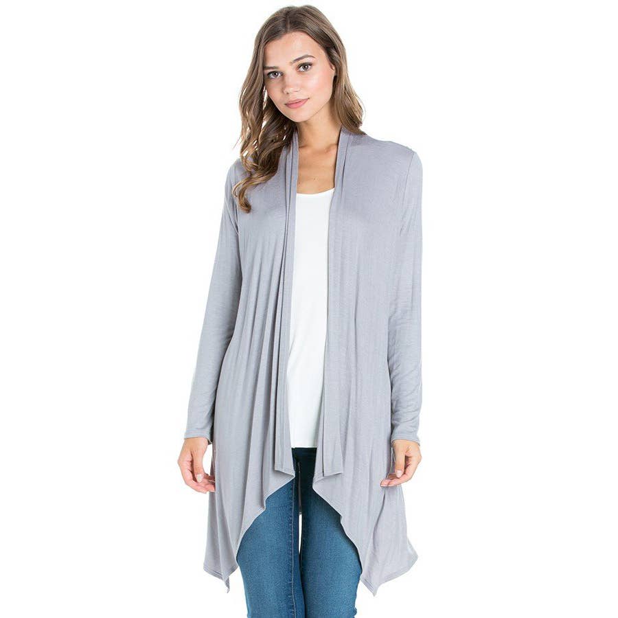 Azules Clothing – Großhandel Strickjacke – Damen – AJK-3006RS Langärmeliger Cardigan mit offenem Vorderteil und Wasserfallausschnitt46