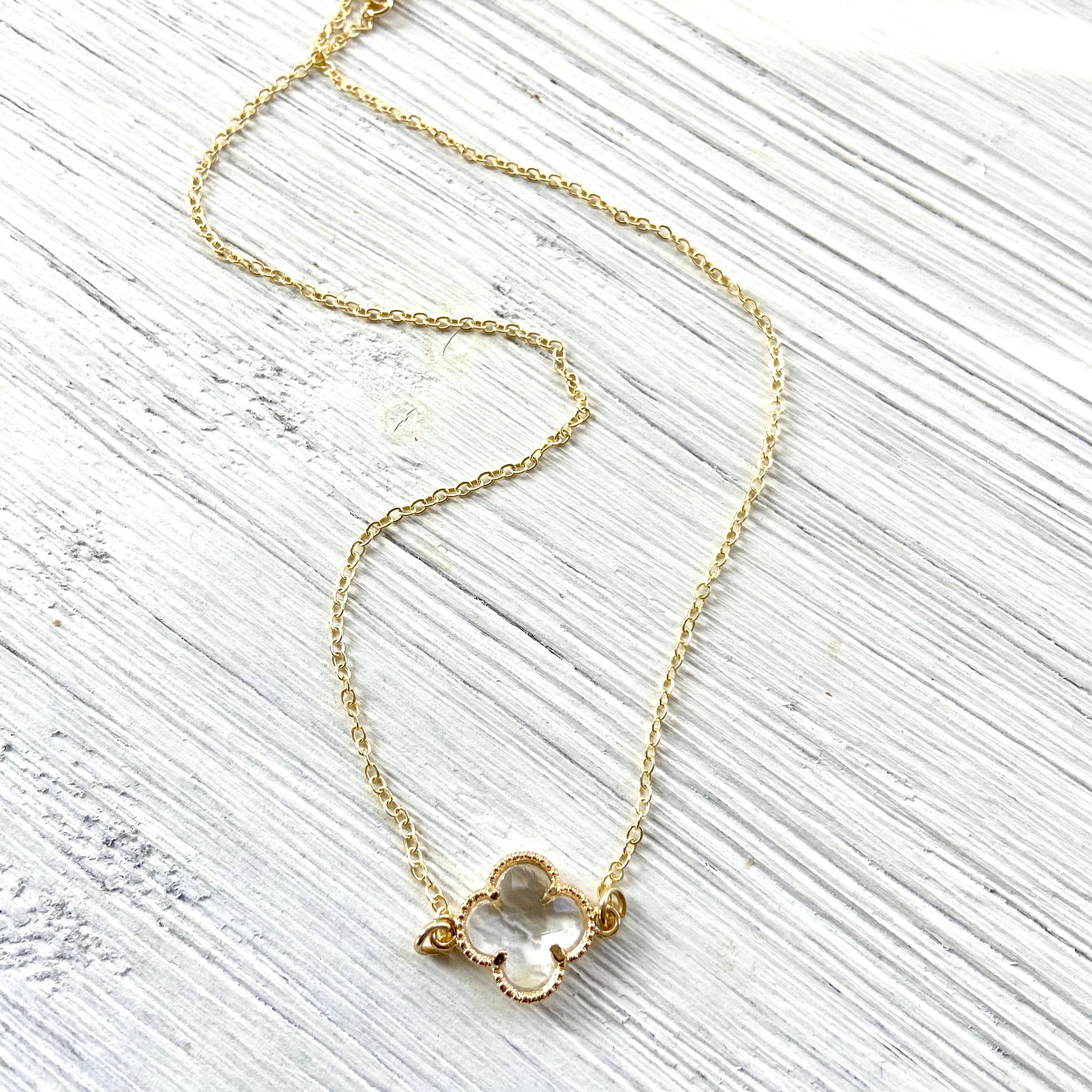 VB&CO Designs Handmade Jewelry - Wholesale Pendant/Charm Necklace - Clover quatrefoil crystal necklace1