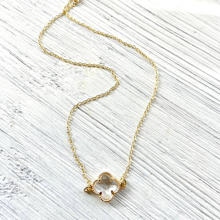 VB&CO Designs Handmade Jewelry - Wholesale Pendant/Charm Necklace - Clover quatrefoil crystal necklace2