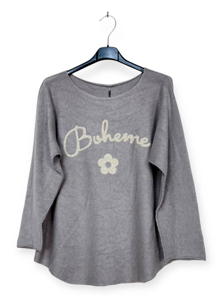 Lucky Nana - Wholesale Knit Sweater - Women's - AH 3165 - V-Neck Sweater with Bohemian Flocking19