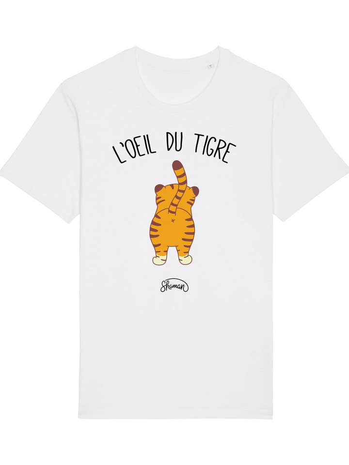 Le Roi du T-shirt – Großhandel T-Shirt mit Siebdruck – Herren – WEISSES HERREN-T-SHIRT DAS AUGE DES TIGERS0